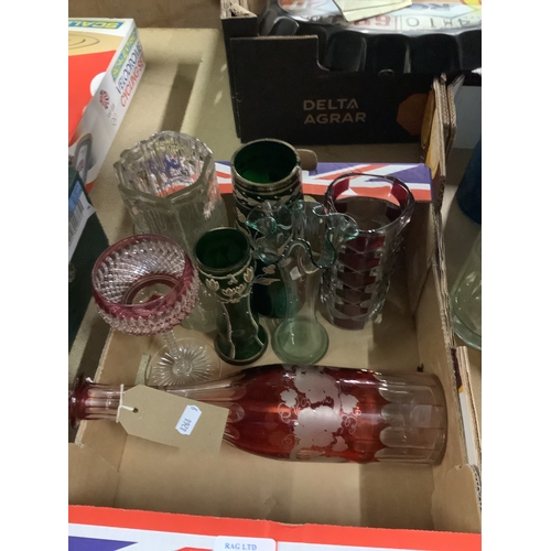 549 - A selection of glass vases and glass decanter