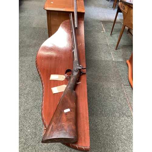 585 - A Woods of Worcester side by side percussion shotgun having ram rod metal plate with name