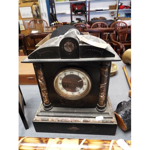 373 - A Victorian slate and marble mantel clock