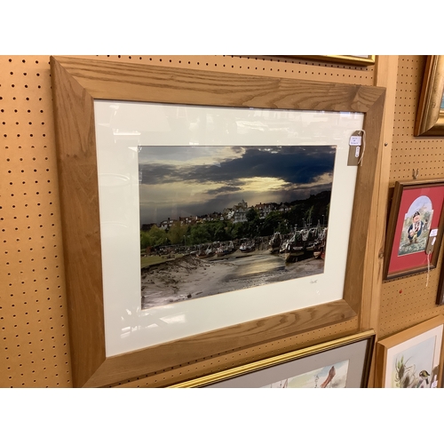 485 - A large mounted framed and glazed photograph depicting Rye river scene