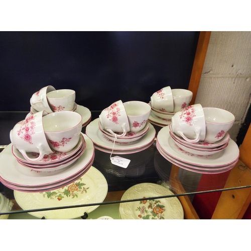 30 - A mixed selection of assorted Bavaria china to include cups, saucers and sandwich plates having pink... 