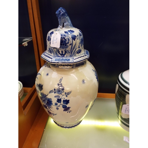 43 - A Large Delft ginger jar with lid A/F