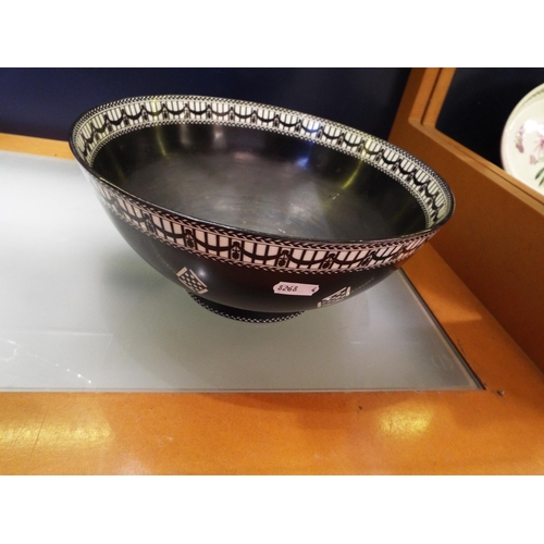 66 - A Royal Worcester black glazed and ribbon decorated fruit bowl