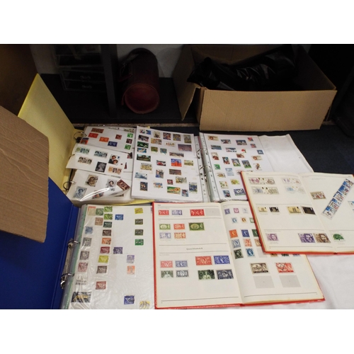 91 - A box containing a collection of stamps, albums etc