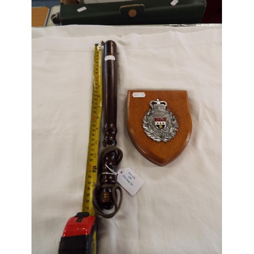 130 - A Police truncheon and shield