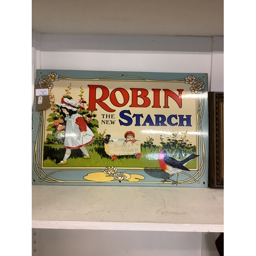 466 - An enamel 'Robin The New Starch' sign