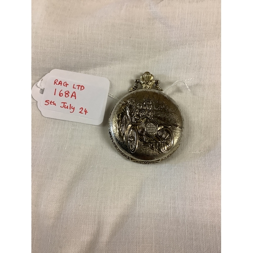 168A - A Churchill Quartz pocket watch having racing car decoration