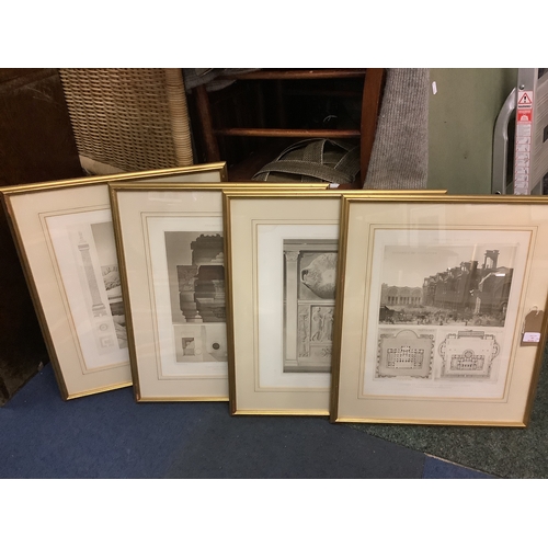 401 - A group of four fragment Antique Rome prints in gilt frames