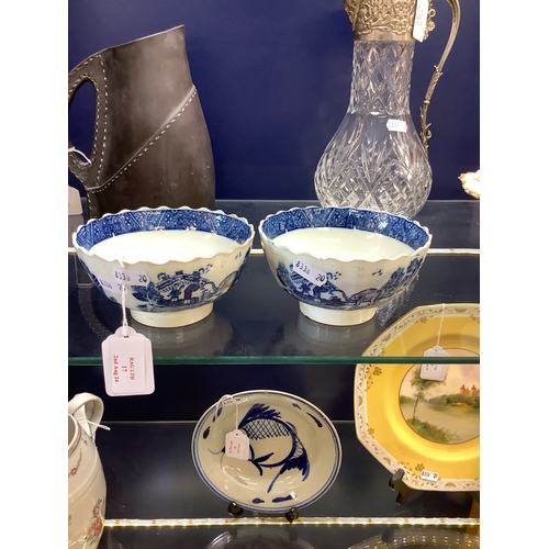 17 - Two antique ceramic blue and white bowls having Oriental decoration