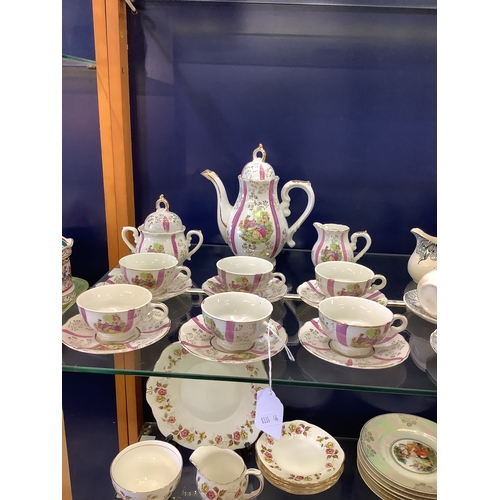 33 - A Bavarian figural decorated tea-set