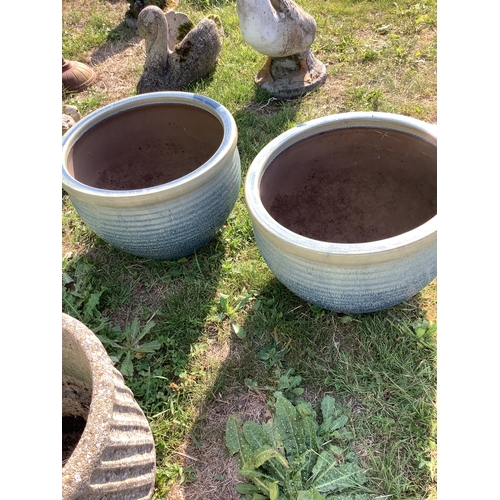 286 - A pair of turquoise glazed garden pots