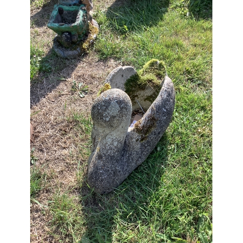 290 - A concrete garden swan planter