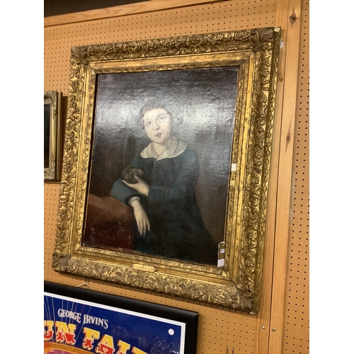 474 - An oil painting 'Blue Boy' housed in a gilt frame