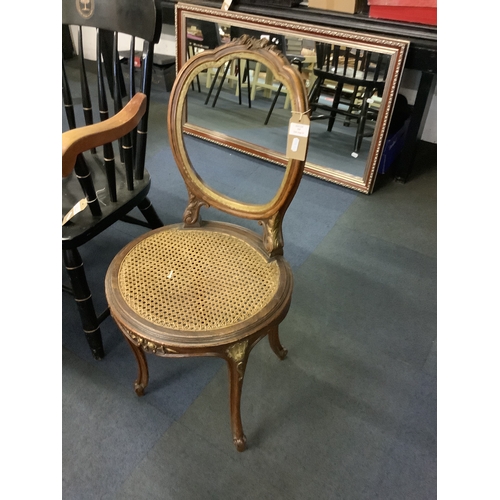 508 - A French walnut balloon back chair with bergere seat (no back panel)