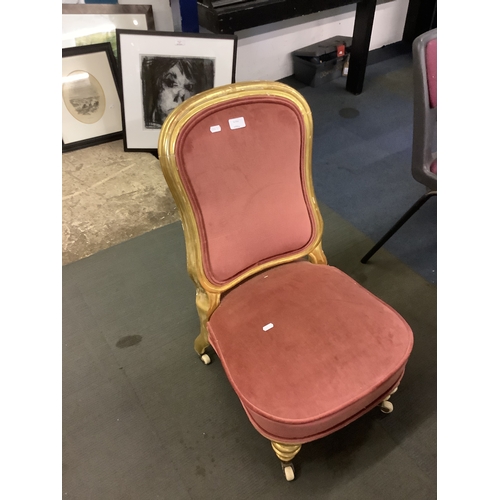 509A - A gilt painted parlour chair with pink upholstery