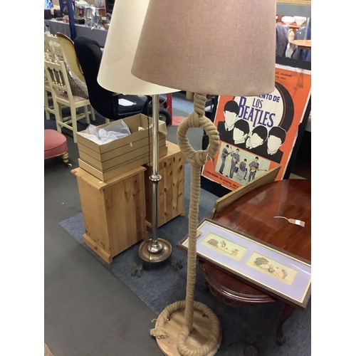 529 - A rope standard lamp with shade