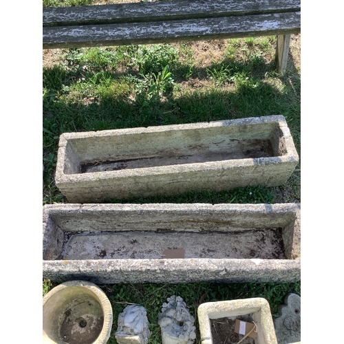 280 - A pair of concrete garden troughs