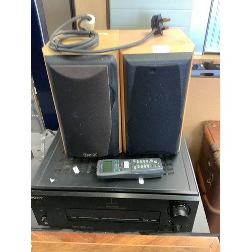 321 - A Sony VA555ES digital cinema sound amplifier and a pair of speakers
