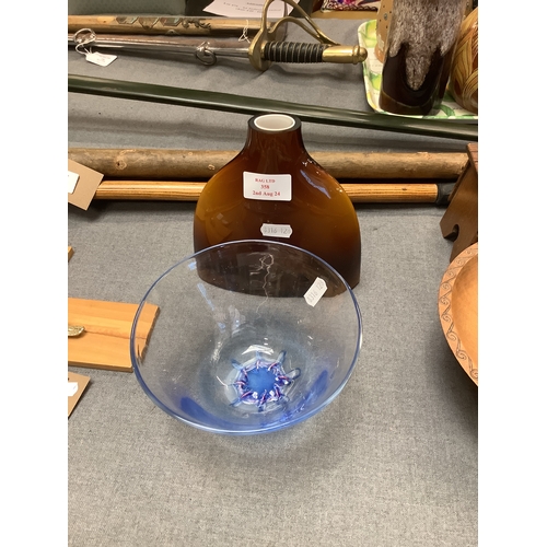 358 - A Costa Boda art glass bowl and an Italian art glass vase