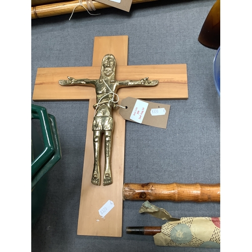 359 - A solid brass crucifix