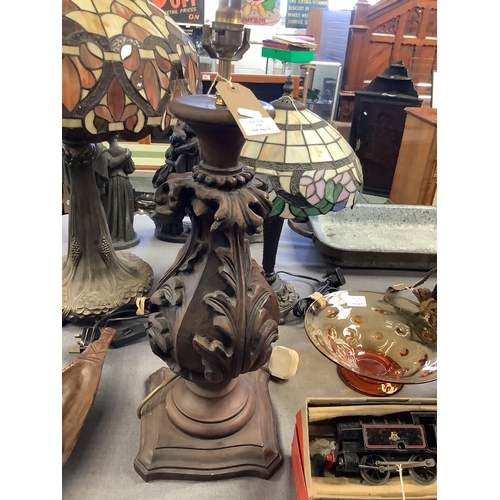 378 - A carved oak amp in the form of acanthus leaves