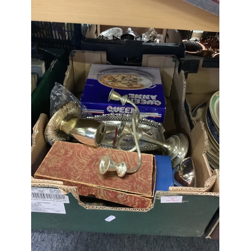 386 - A mixed selection of silver-plated items to include cutlery, candelabra, trays etc