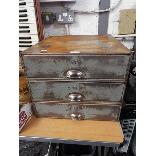 507 - An Industrial metal three drawer chest