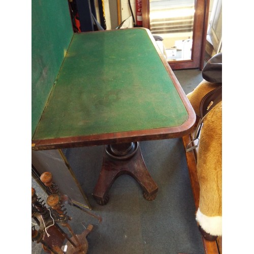 512 - An early Victorian mahogany games table with green baize playing surface A/F