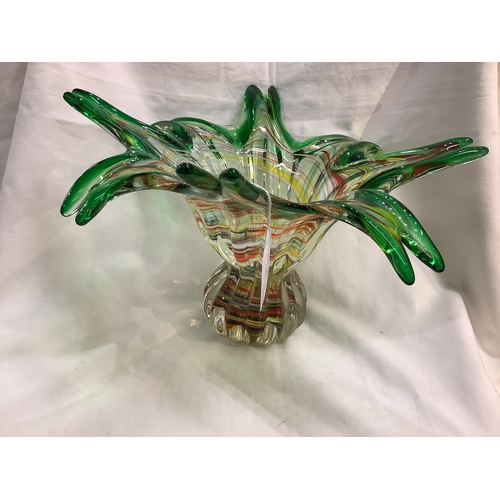 45 - A Murano art glass vase having multi-coloured swirl decoration