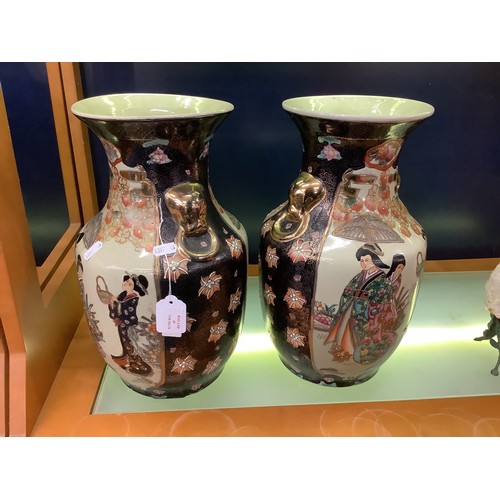 49 - A pair of hand painted Satsuma vases