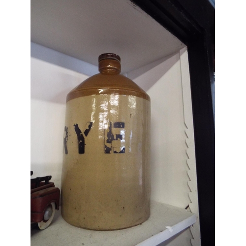 400 - A vintage stone-ware flagon marked Rye