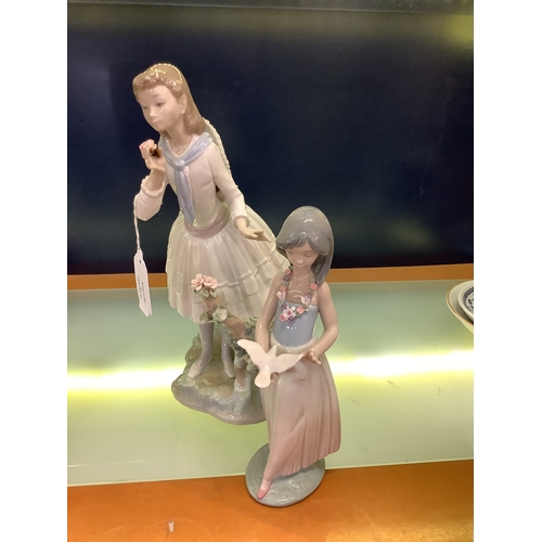 13 - A Lladro figurine 'Exquisite Scent' A/F together with 'Rare Love'