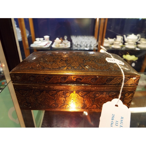 113 - A good quality brass Indian box with floral decoration