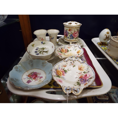 51 - A mixed selection of assorted pin dishes, vases etc to include Wedgwood, Royal Crown Derby, examples