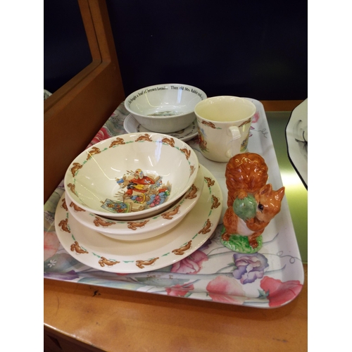 57 - A Beswick Beatrix Potter figurine 'Squirrel Nutkins' and a selection of Bunnykins china