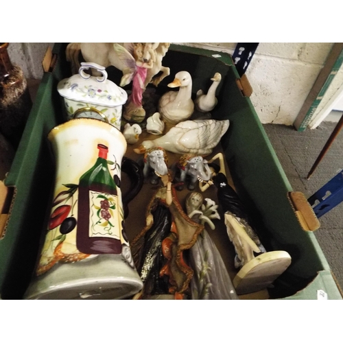 304 - A mixed selection of assorted china to include figurines, jug, salt and pepper etc