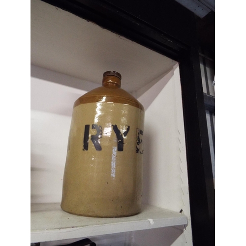 315 - A vintage stone-ware flagon marked Rye