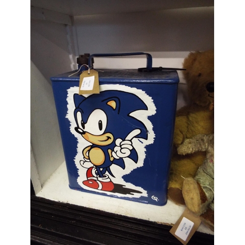 333 - A vintage fuel can with hand-painted Sonic decoration