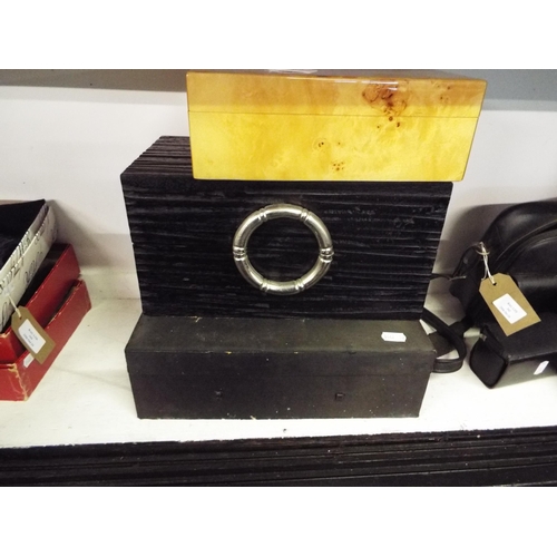 343 - A maple jewellery box together with two others