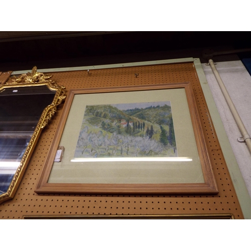 346 - A pastel painting ‘Monsagratt Tuscany’ signed lower right