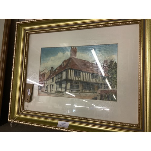 359 - A mounted framed and glazed oil on board depicting 'St Anthony’ Church Square, Rye