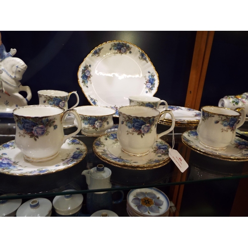 46 - A Royal Albert 'Midnight Blue' part tea set comprising of cups, saucers, sandwich plate, milk jug, s... 