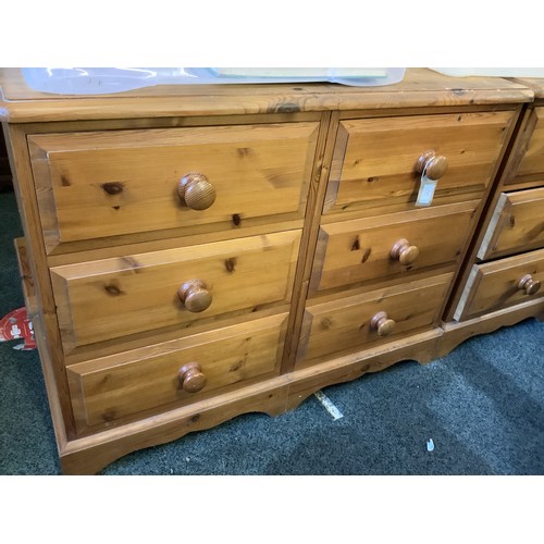 440 - A pine chest of six short drawers