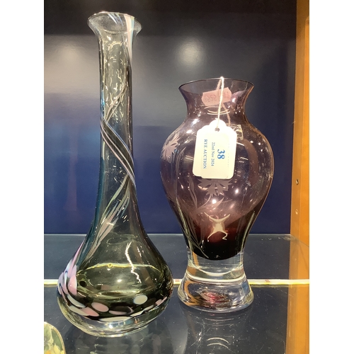 38 - Two Caithness art glass vases