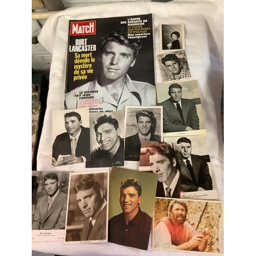 85 - A mixed selection of ephemera relating to Burt Lancaster to include posters, postcards, photo's etc