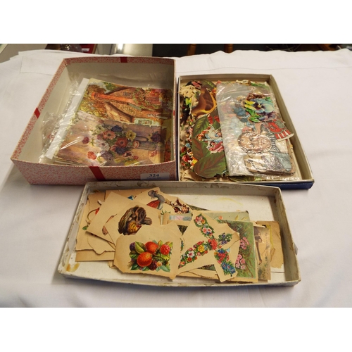 324 - A selection of Victorian decoupage cut outs