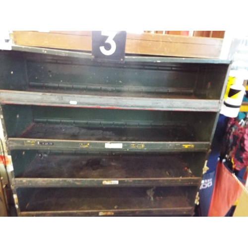 396 - A vintage industrial seven tier shelf unit