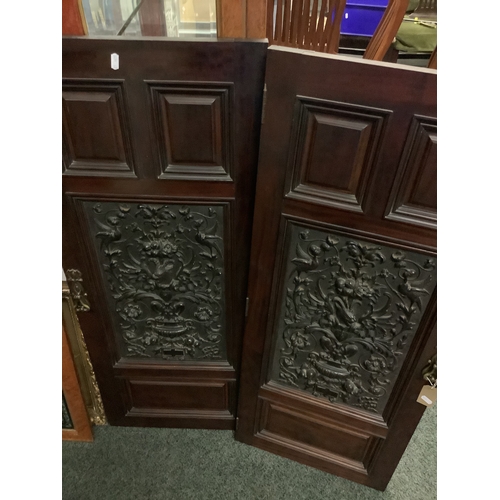 608 - A pair of mahogany ornate carved panel doors