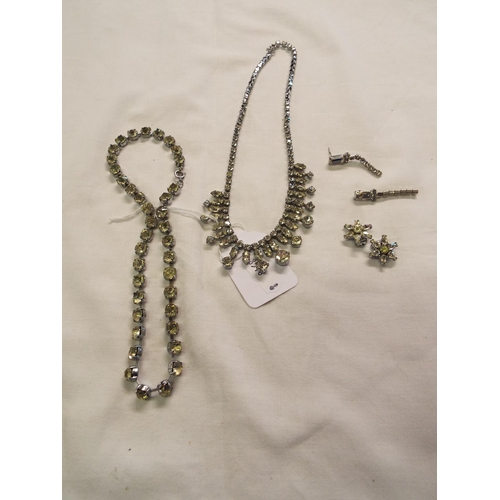 263 - Two paste set necklaces and two pairs of earrings