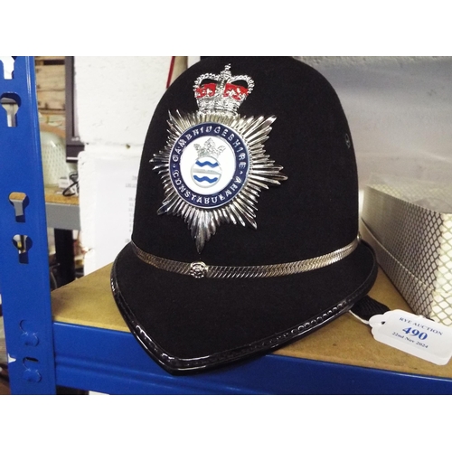 490 - A Cambridgeshire Constabulary policeman's helmet